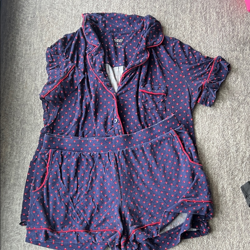 Alfani Navy and Red Diamond Pajama Set